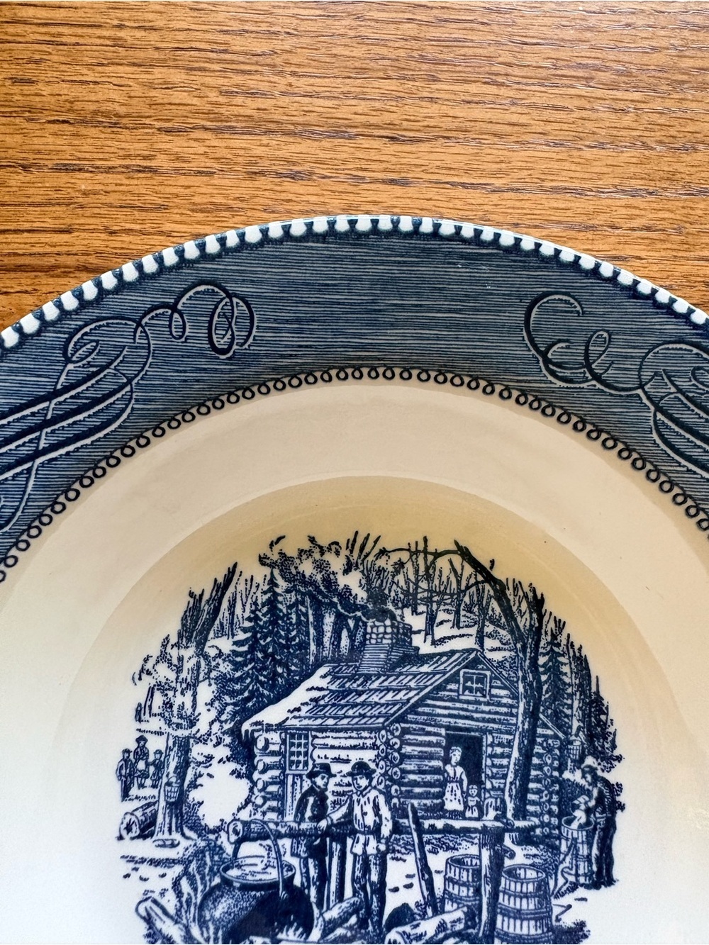 VTG Currier & Ives Maple Sugaring 9 inch bowl - Picture 8 of 12